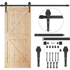 Springos Stumdomų durų sistema Springos HA5003, 200 cm, bėgelis iki 100 kg, barn door, su dekoratyvine furnitūra, plienas, juoda