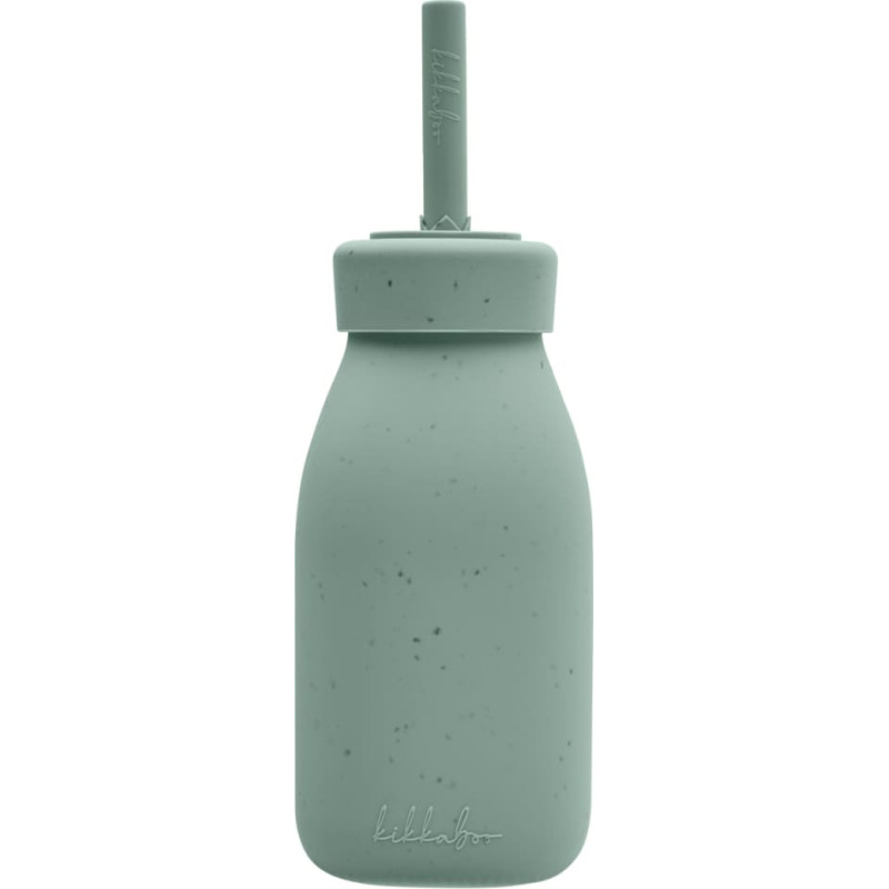 Bottle with straw Platinum Silicone Sage