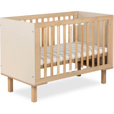 Vaikiška lovytė Klupś LAURA 120×60 cm su apsauginiu borteliu, šampano ir buko spalvos