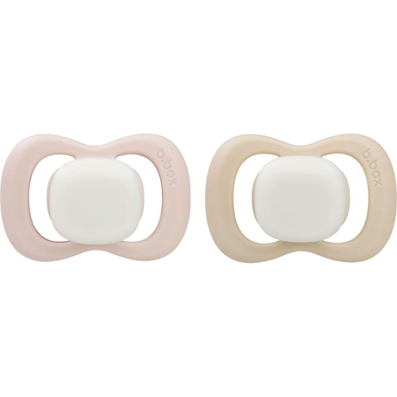 B.box BB300811 Smoczek silikonowy symetryczny 6m+ 2 szt glow in the dark r&oacute;ż/latte