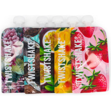 Twistshake 5x Squeeze Bag 220ml Mango Passion Fruit Strawberry Grape Coconut 78617