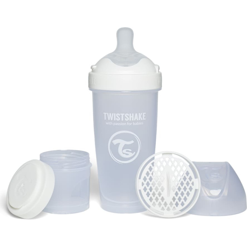 Twistshake Pro Double Anti-Colic Feeding Bottle 330ml White 79043