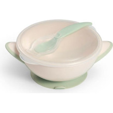 Babyono 1063/07 dubenėlis su siurbtuku ir šaukšteliu – kreminės/salvijos spalvos