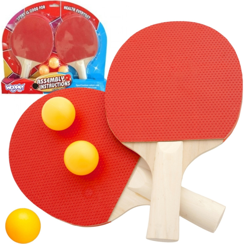 Woopie Paletki Rakietki Do Ping Pong Tenisa Stołowego Zestaw + 3 Piłeczki