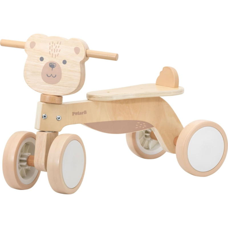 Viga PolarB medinis paspirtukas – rudas meškiukas su minkštais ratais