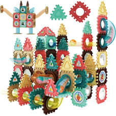 Woopie magnetiniai 3D konstruktoriaus blokeliai – edukacinis rutuliukų trasos rinkinys, 128 vnt.