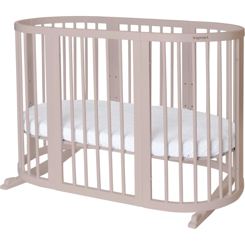 Ingvart ovali kūdikio lovytė-transformeris Smart 7-in-1 – 72×72 / 72×120 / 72×168 cm – kapučino spalva