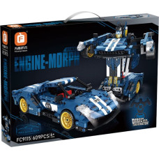 Klotsikomplekt 2in1 auto+robot sinine