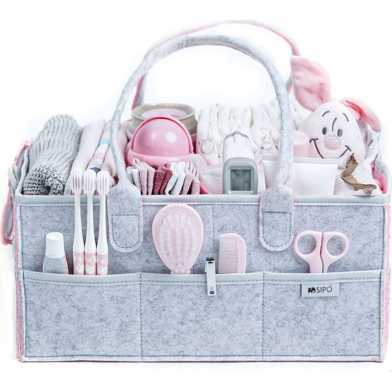 SIPO felt diaper caddy bag for baby accessories pink OF002