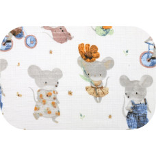Ega Kids Diaper - 30473 - TETRA PRINT - EGA - MOUSE on the BIKE - GREY - size 70x80 cm