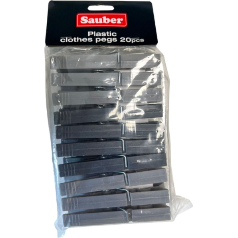 Sauber Veļas knaģi plastmasas 20gab pelēki