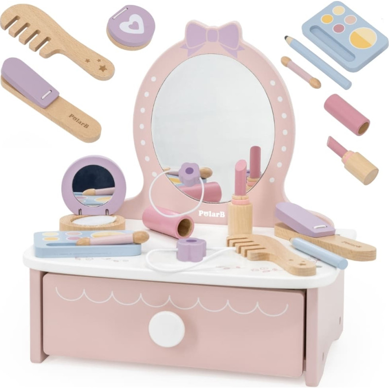 Medinis tualetinis staliukas su priedais — mažosios princesės kampelis