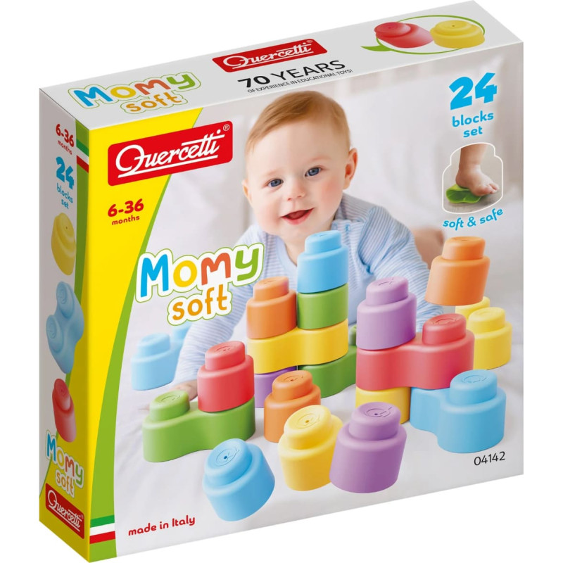 Quercetti Momy Soft Building Blocks, 24 pcs. 6m+