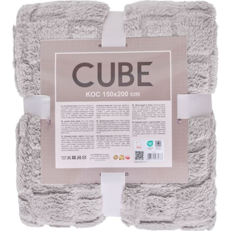 KOC CUBE 150X200 ŻAKARD SHERPA SREBRNY