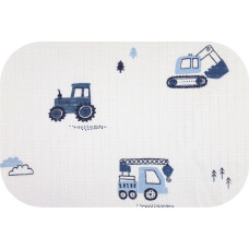 Ega Kids Diaper - 30572 -TETRA DRUK - EGA - TRACTOR AND EXCAVATOR - BLUE - size 70x80 cm