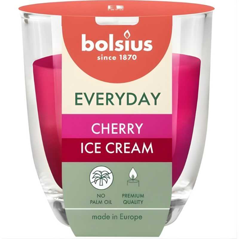 Bolsius Svece arom. stikla gl. Everyday &Oslash;80x70mm cherry icecream