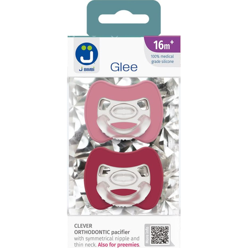 2-pack. Smart pacifiers Glee 16m+ old rose-red