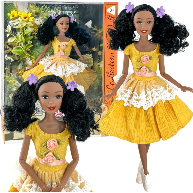 Woopie ROYAL Lalka Emi 32 cm Modny Str&oacute;j i Piękne Czarne Włosy