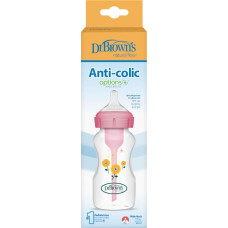 Dr.browns WB91801 Butelka szeroka szyjka 270ml Options+ r&oacute;żowa dekor słoneczniki