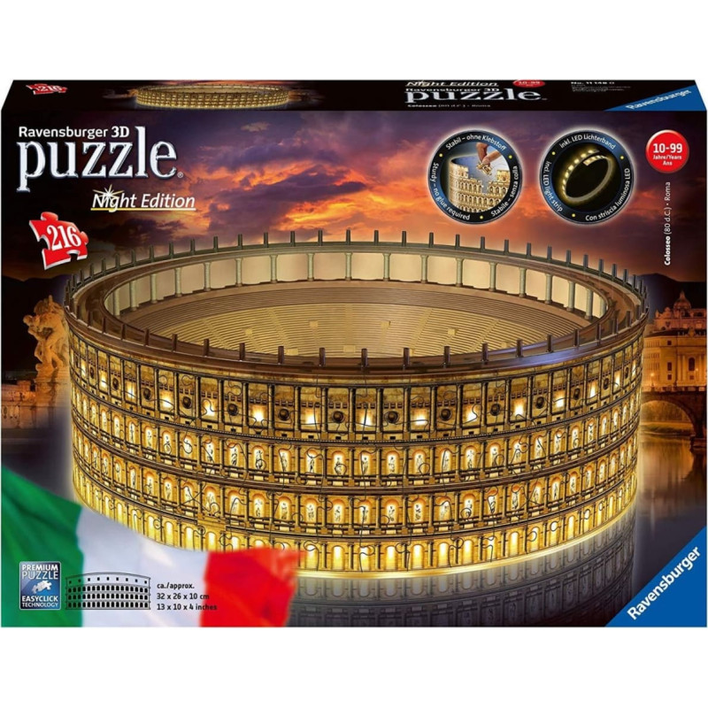 Ravensburger 3D Puzzle Colosseum at Night, 216 pcs, 10+