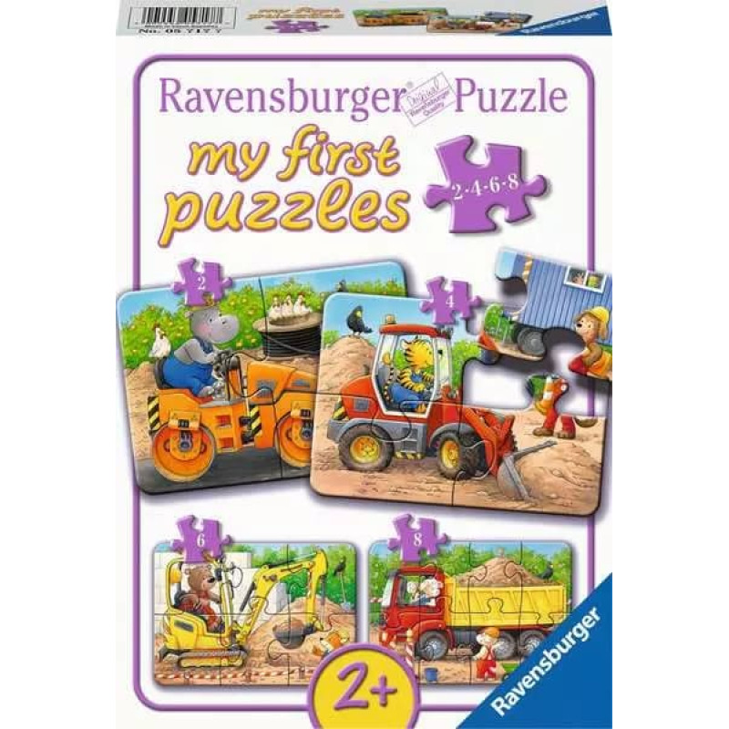Ravensburger Puzzle 2-4-6-8 Animals on the Construction Site 2+