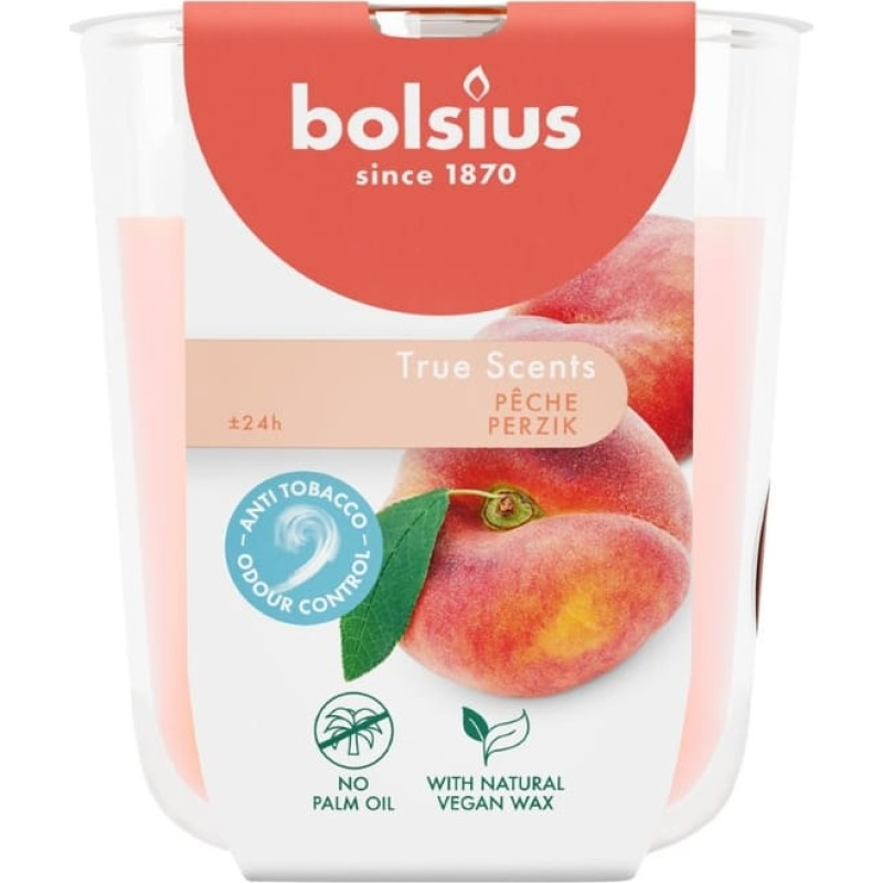 Bolsius Svece arom. stikla gl. True Scents &Oslash;80x73mm peach