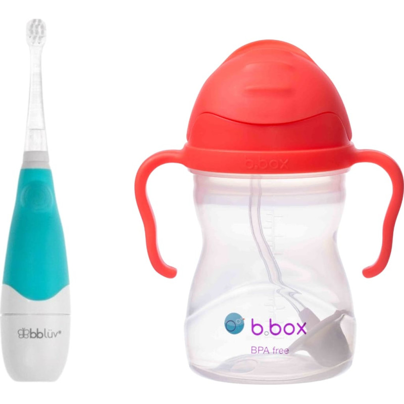 B.box 62382 Zestaw soniczna szczoteczka dla dziecka + bidon ze słomką 240 ml arbuzowy