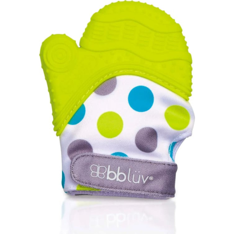 Bbl&uuml;v GL&Uuml;V silicone teething mitten with textured surfaces, lime green