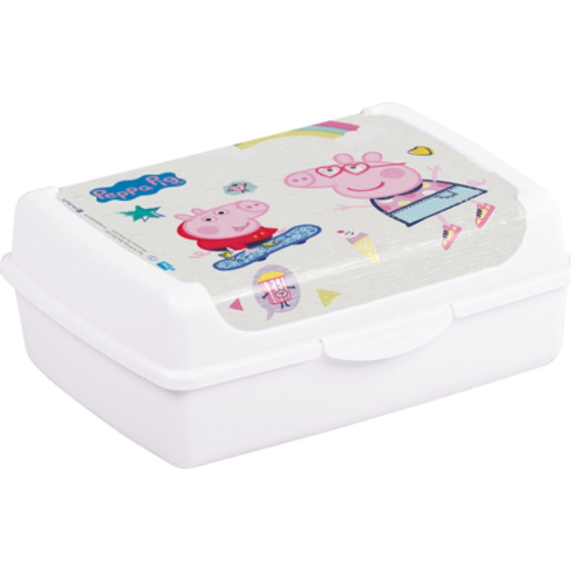 Keeeper Pārtikas uzglabā&scaron;anas trauks deco-click-box midi 1L Olek "Peppa Pig" 17x13x7cm balts