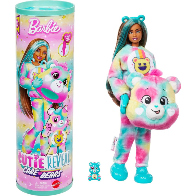 Barbie Cutie Reveal Care Bears Series 2 - Good Vibes Bear (Dark Skin)