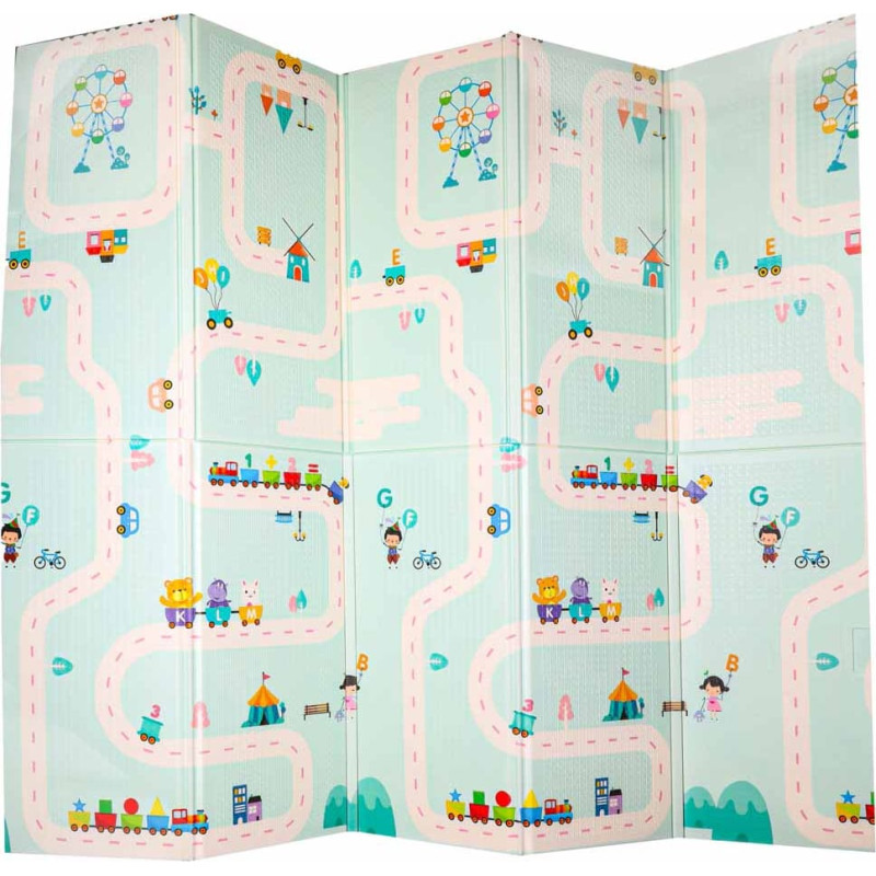 Edukacinis dvipusis sulankstomas putplasčio kilimėlis PANDOS GATVĖ 180 x 200 cm