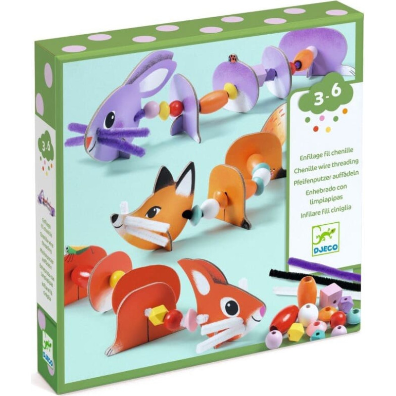 Djeco Vėrimas su pūkuotomis vielutėmis - Mieli gyvūnai