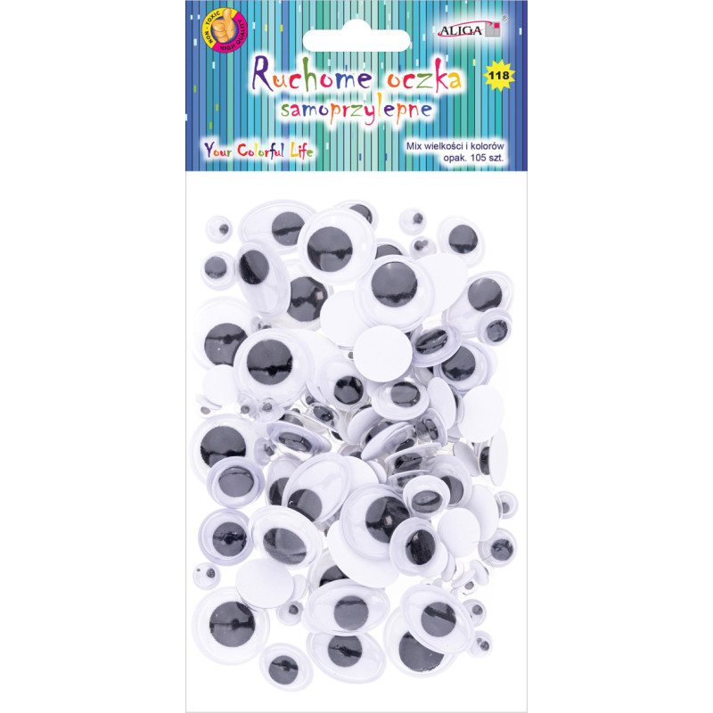 RUCHOME OCZKA OKRĄGŁE 105 SZTUK MIX