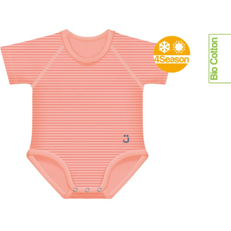 Growing body Bio Cotton 4Season 0-36m coral stripes