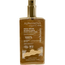 Alphanova Sun Shimmering Organic Dry Oil for Body and Hair with Argan, Jojoba and Baobab Oils, 100 ml