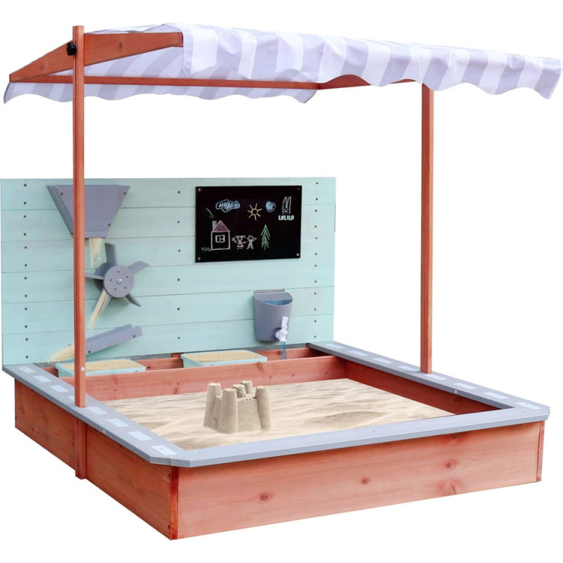 LULILO SABLO medinė smėlio dėžė su pasukamu stogeliu