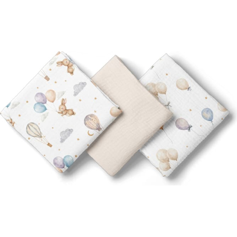 Bocioland 3008 MUSLIN DIAPERS 70X70 3-PACK BEIGE BL300