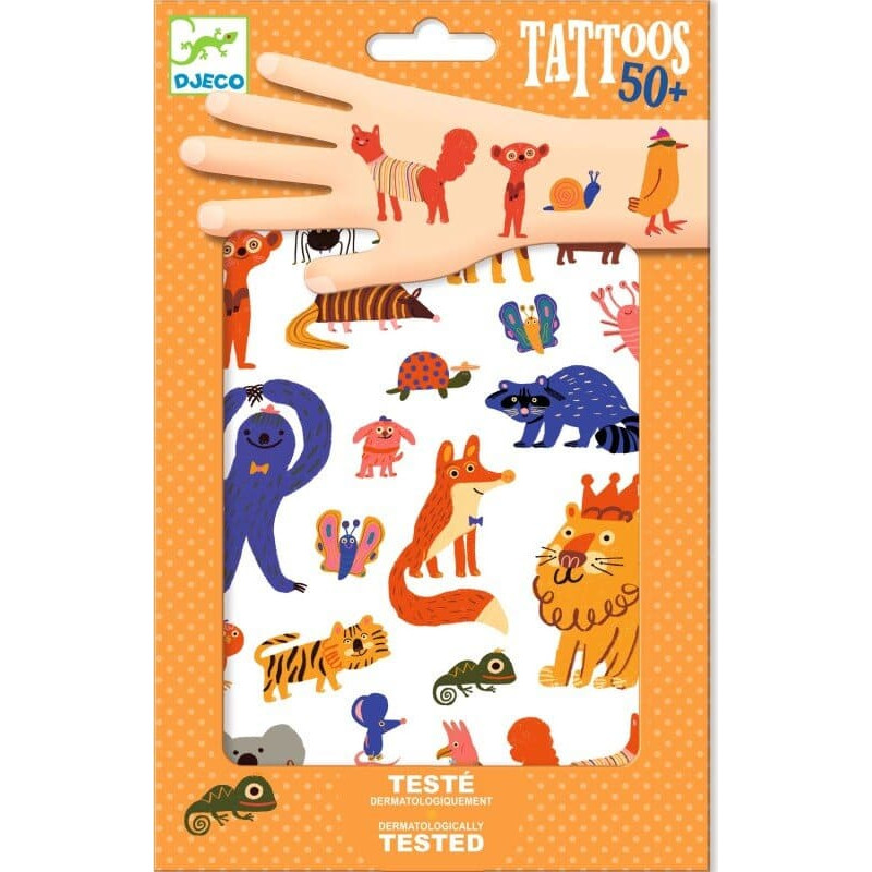 Djeco Tatuiruotės - Linksmi gyvūnai (50+ tatuiruočių)