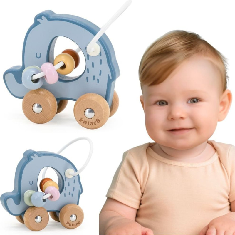 Viga Bead Maze on Wheels - Elephant 12M+