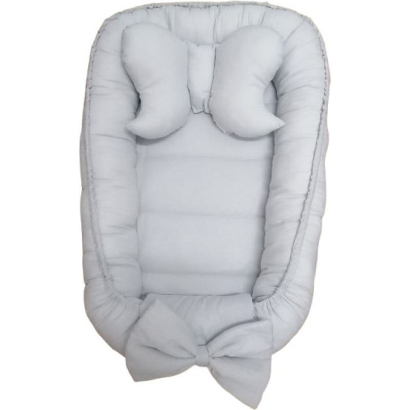 Duet Baby Cocoon - 774 - with pillow - COTTON with BOW - GREY