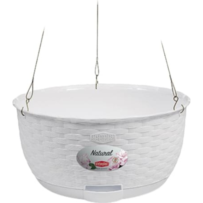 Stefanplast Puķu pods piekarināms Natural &Oslash;30x14,5cm balts