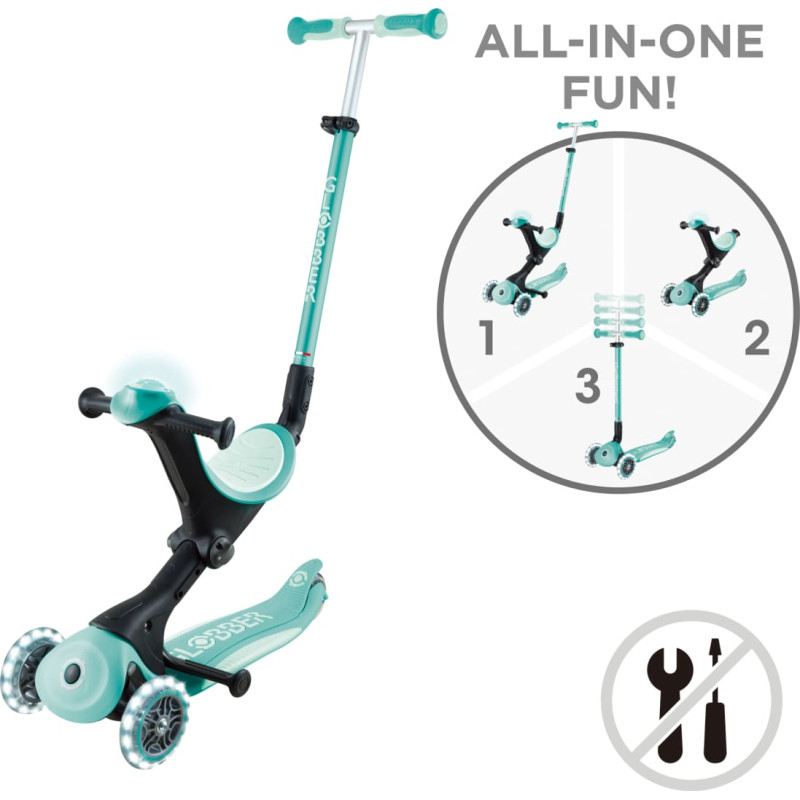Globber skrejritenis Go Up Deluxe Lights, piparmētru krāsa, 748-706