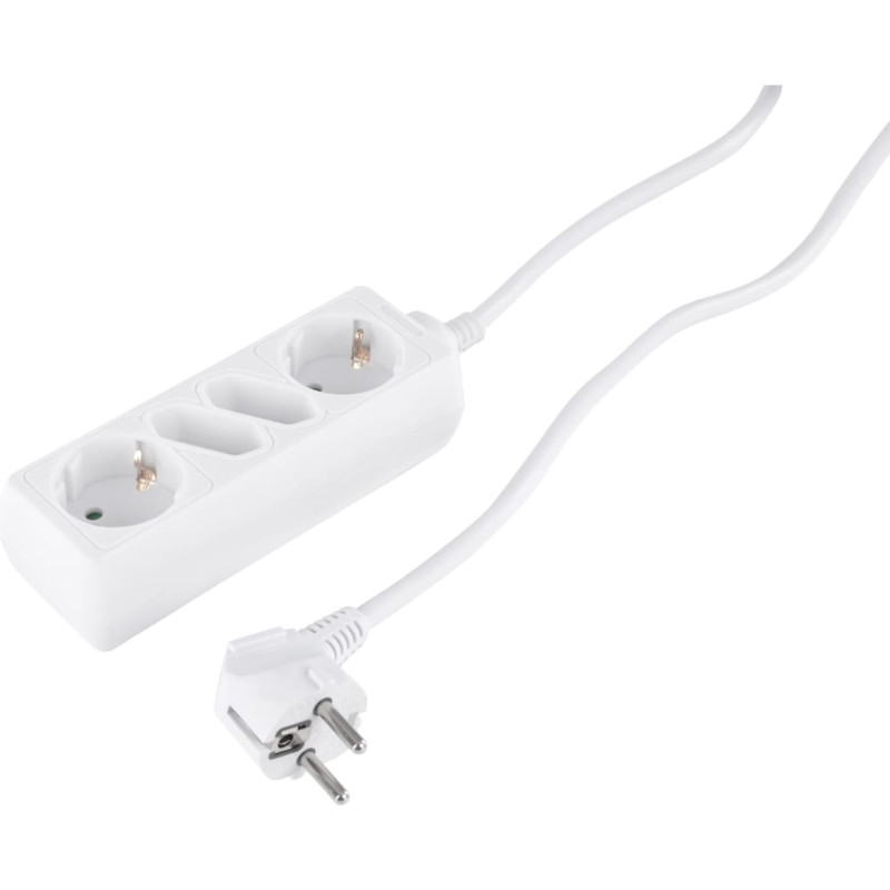 Mājsaimniecības pagarinātājs ar zemējumu, 3 x 1,5 mm, 1,5 m, 4 kontaktligzdas, balts