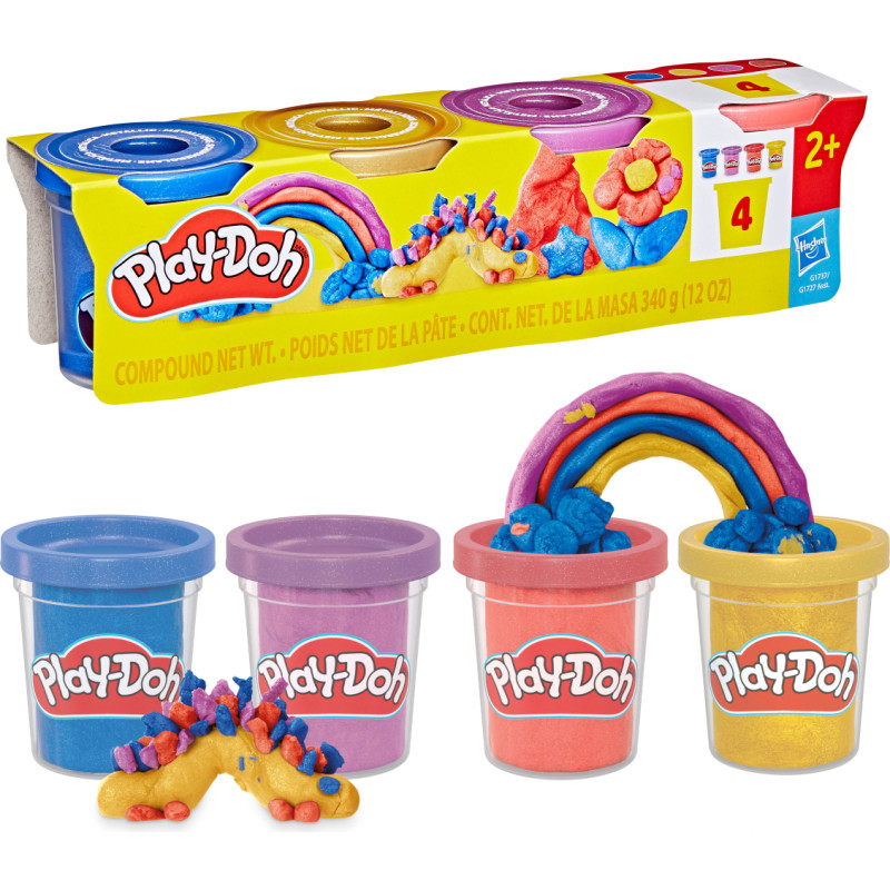 Hasbro Play Doh PLAY-DOH Blizgaus plastilino rinkinys, 4 vnt.