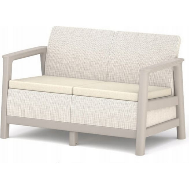 Keter Dārza dīvāns divvietīgs Scandi Linea 2 Seater Sofa oļu pelēks/gai&scaron;i bē&scaron;s