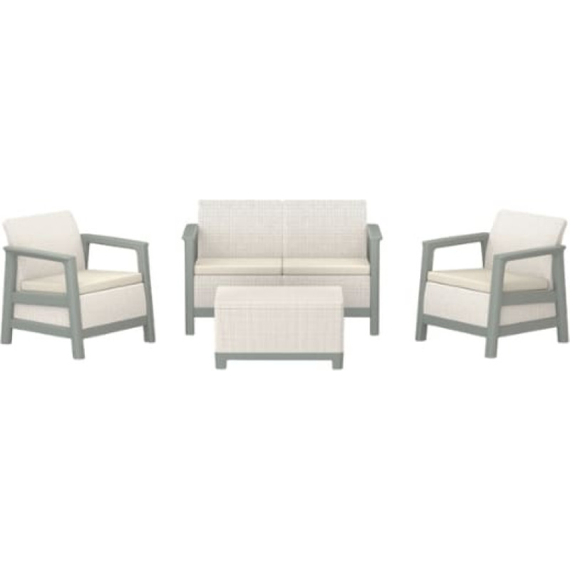 Keter Dārza mēbeļu komplekts Scandi Linea 2 Seater Set oļu pelēks/salvijzaļa akmens tonī