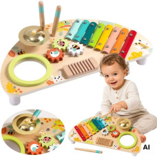 Tooky Toy Multifunctional Instrument Music Center Xylophone Gears Grater Drum Cymbal Chopsticks