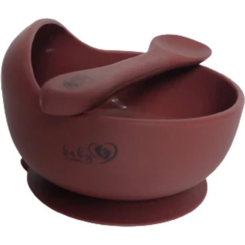 Baby In World BABY 01565 Miska silikonowa z przyssawką i łyżeczką Elderberry