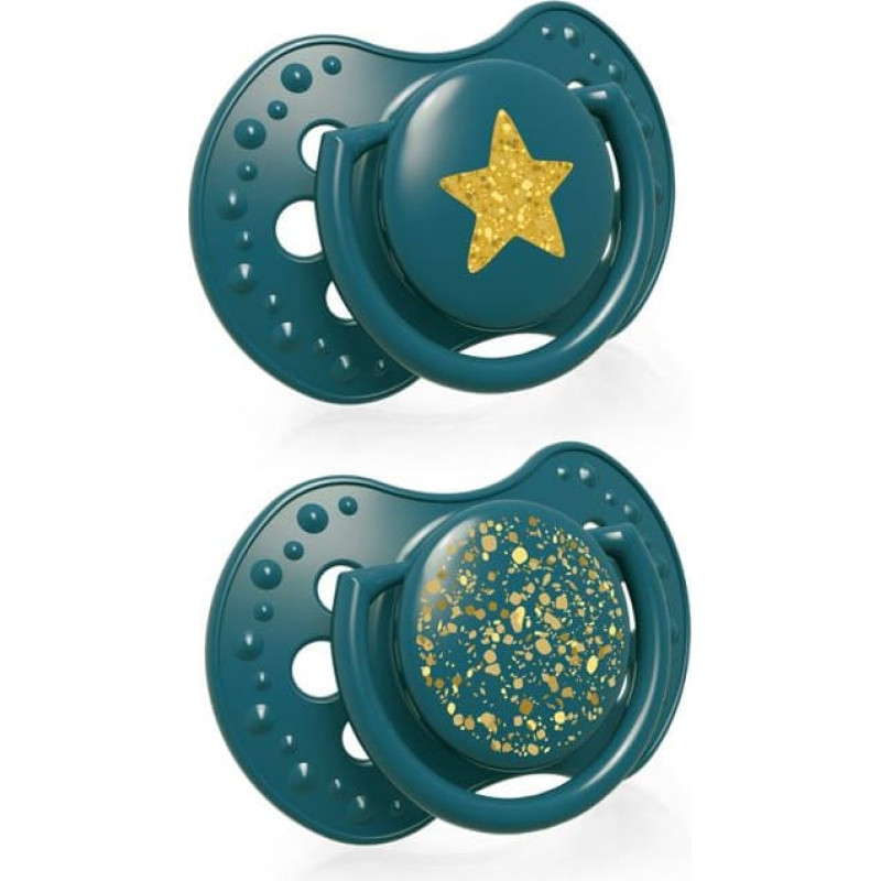 Lovi 22/893 Smoczek silikonowy dynamiczny 3-6m 2 szt Stardust green