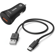 Hama 00183231 Car Charger, USB Type-C QC 3.0 3A,  Black